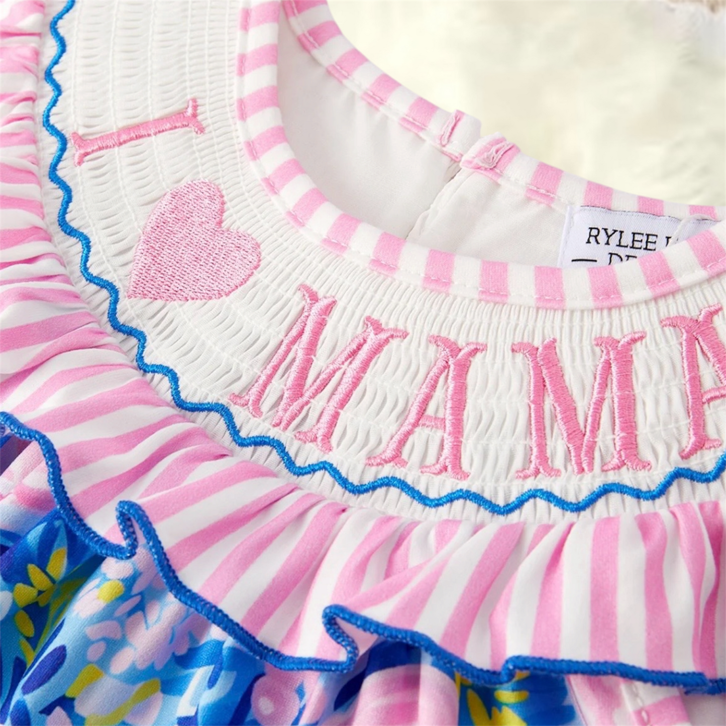 I Love Mama Smocked Bubble