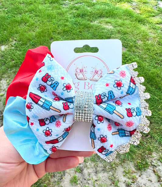4” USA Popsicle Boujee Fabric Bow