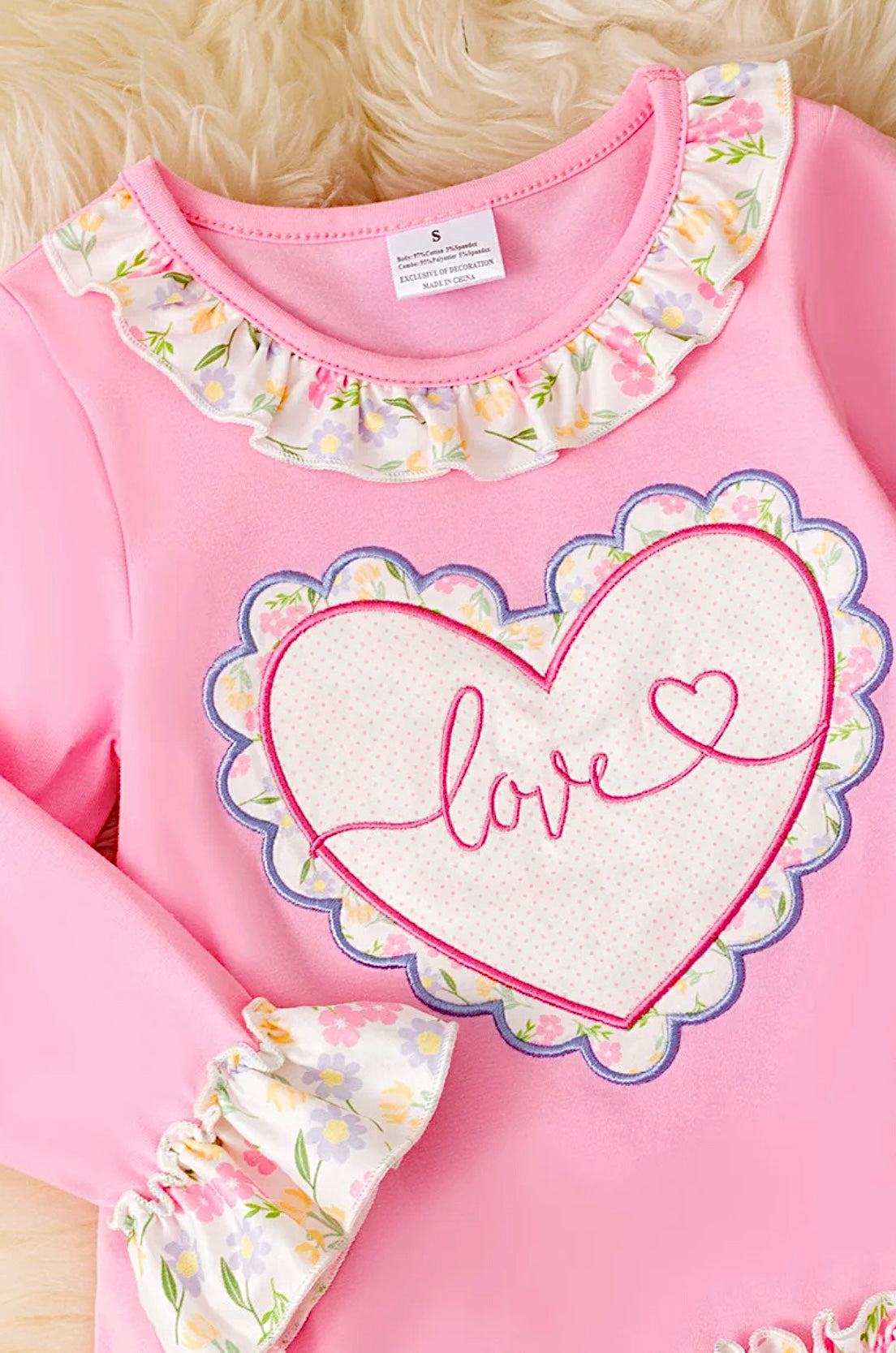 Love Pink Ruffle Top/Pant Set
