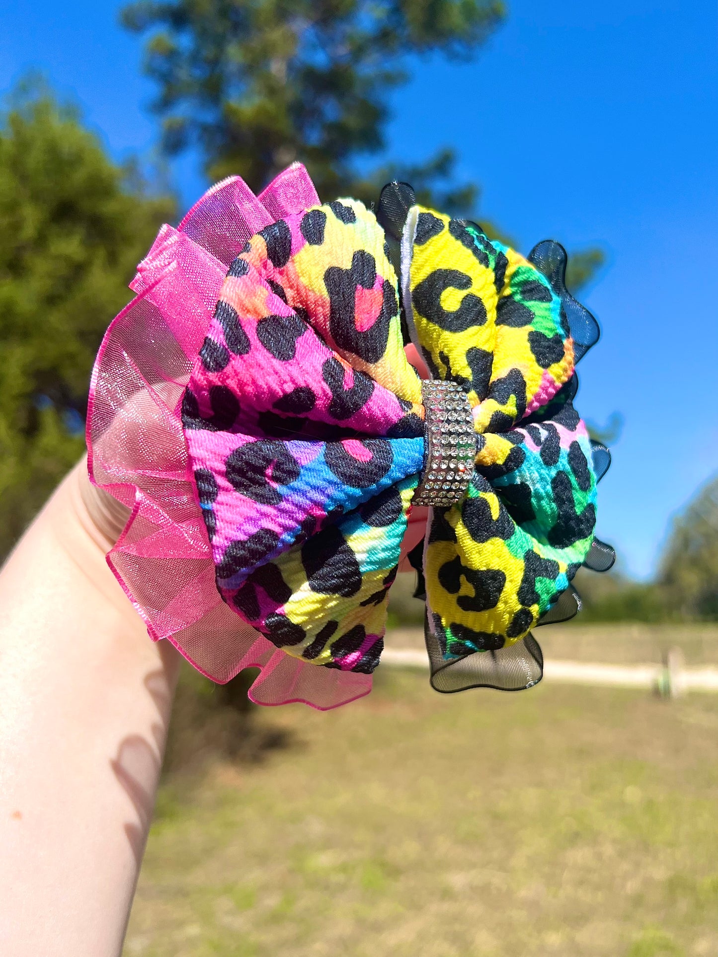 Lisa Frank Inspired Boujee Bow w/ Alligator Clip