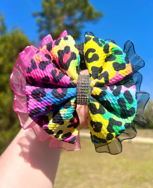 Lisa Frank Inspired Boujee Bow w/ Alligator Clip