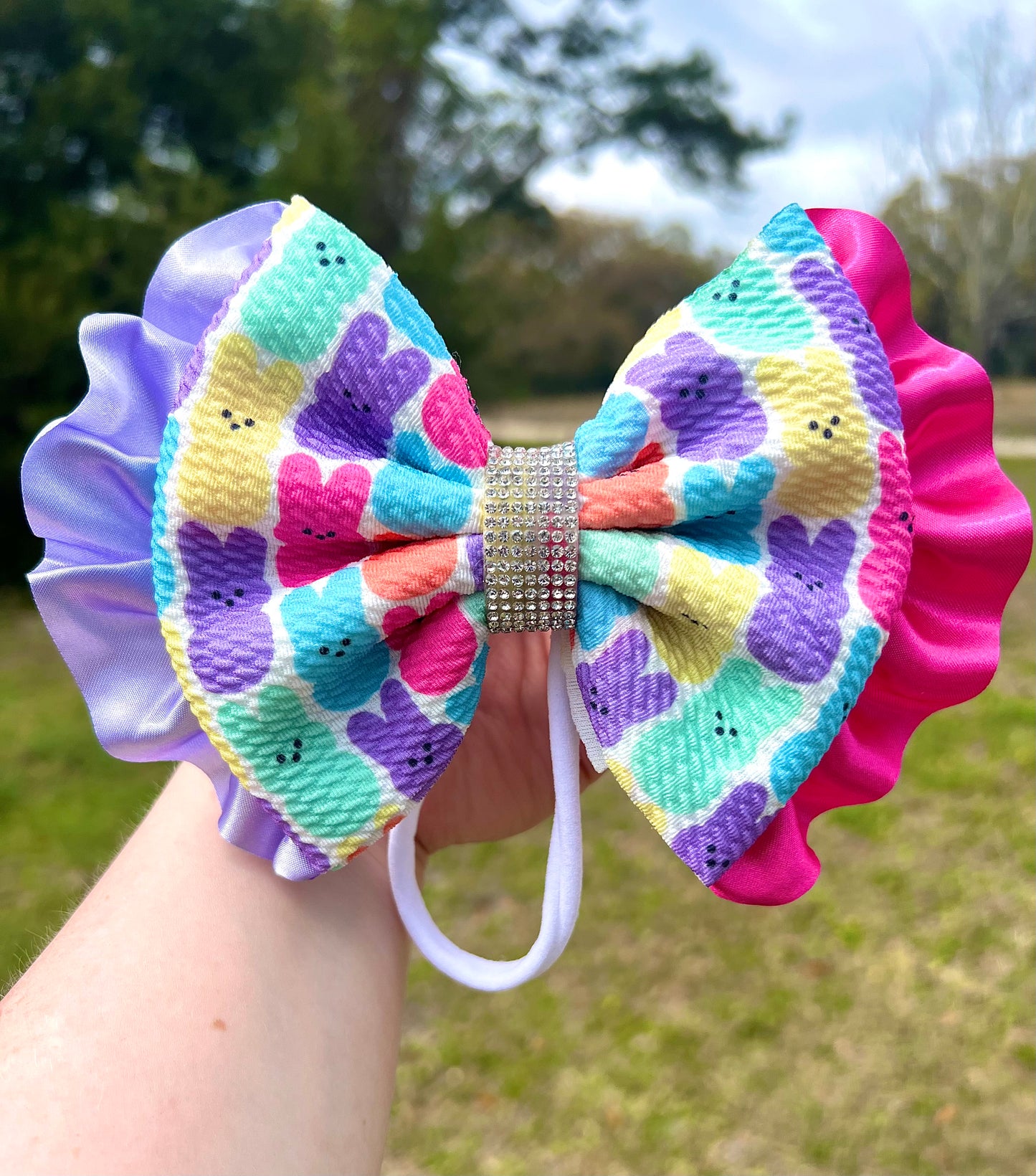 5” Vibrant Peeps Boujee Bow w/ White Nylon