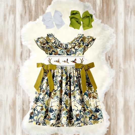 Duck Camo Girls Smocked Dress