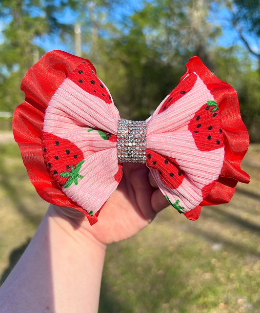 4” Strawberry Boujee Bow w/ Alligator Clip