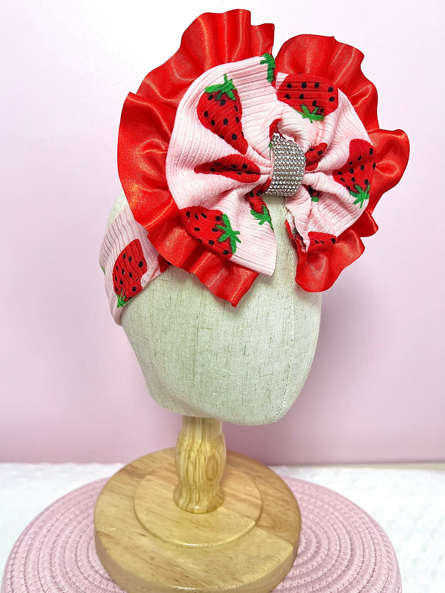 Strawberry Boujee Bow Head Wrap