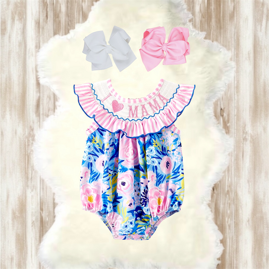 I Love Mama Smocked Bubble