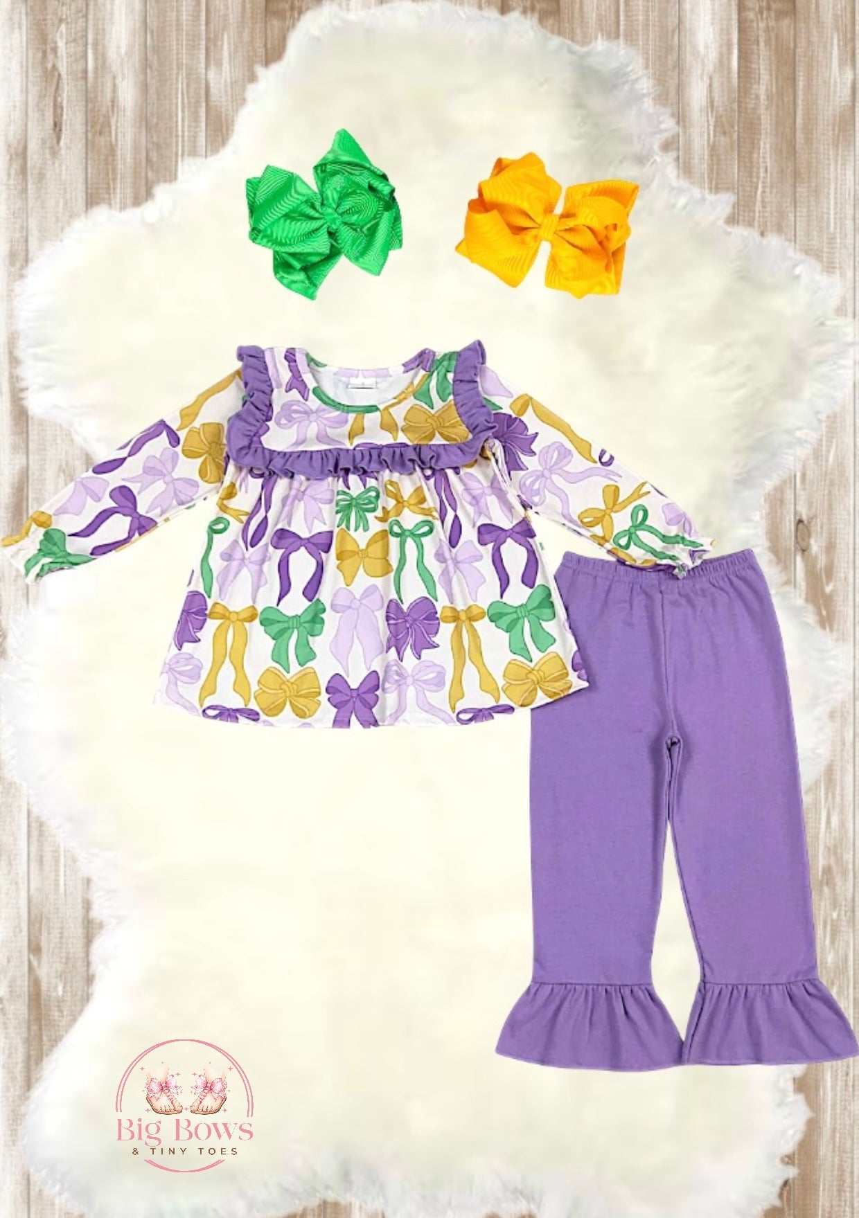 Mardi Gras Bow Top/Pant Set