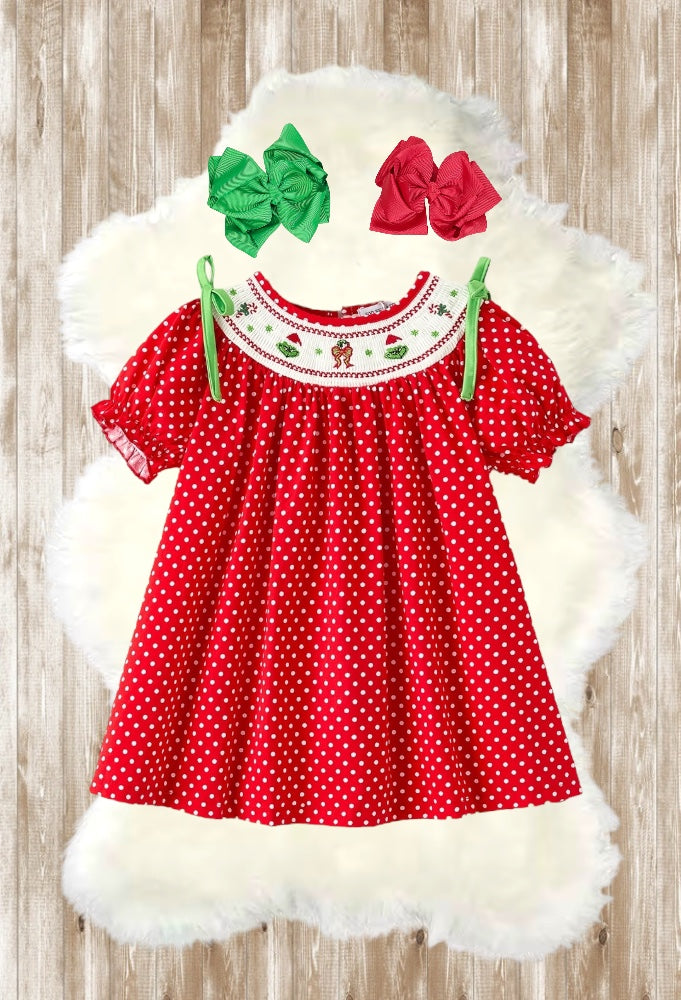 Merry Grinchmas Smocked Dress