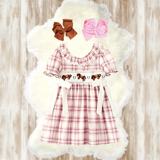 Western Horse Smocked Dress