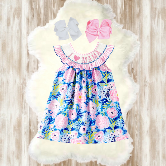 I Love Mama Smocked Dress