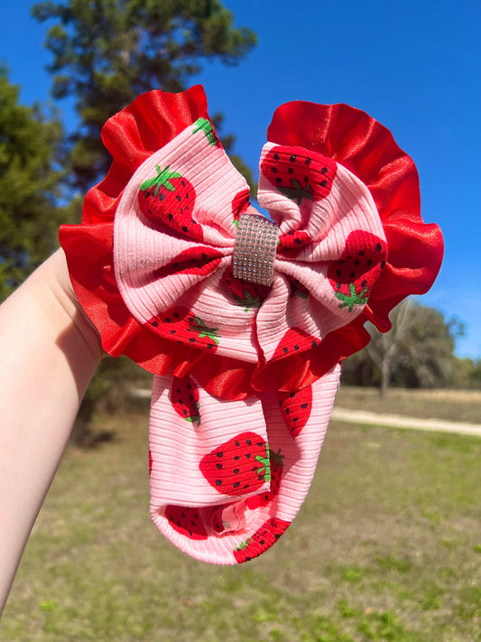 Strawberry Boujee Bow Head Wrap