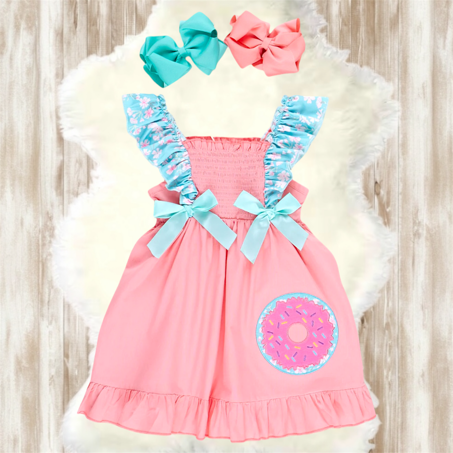 Embroidered Donut Smocked Dress