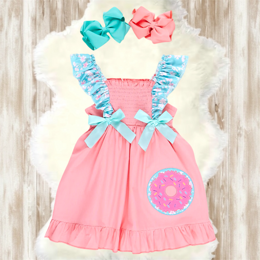 Embroidered Donut Smocked Dress