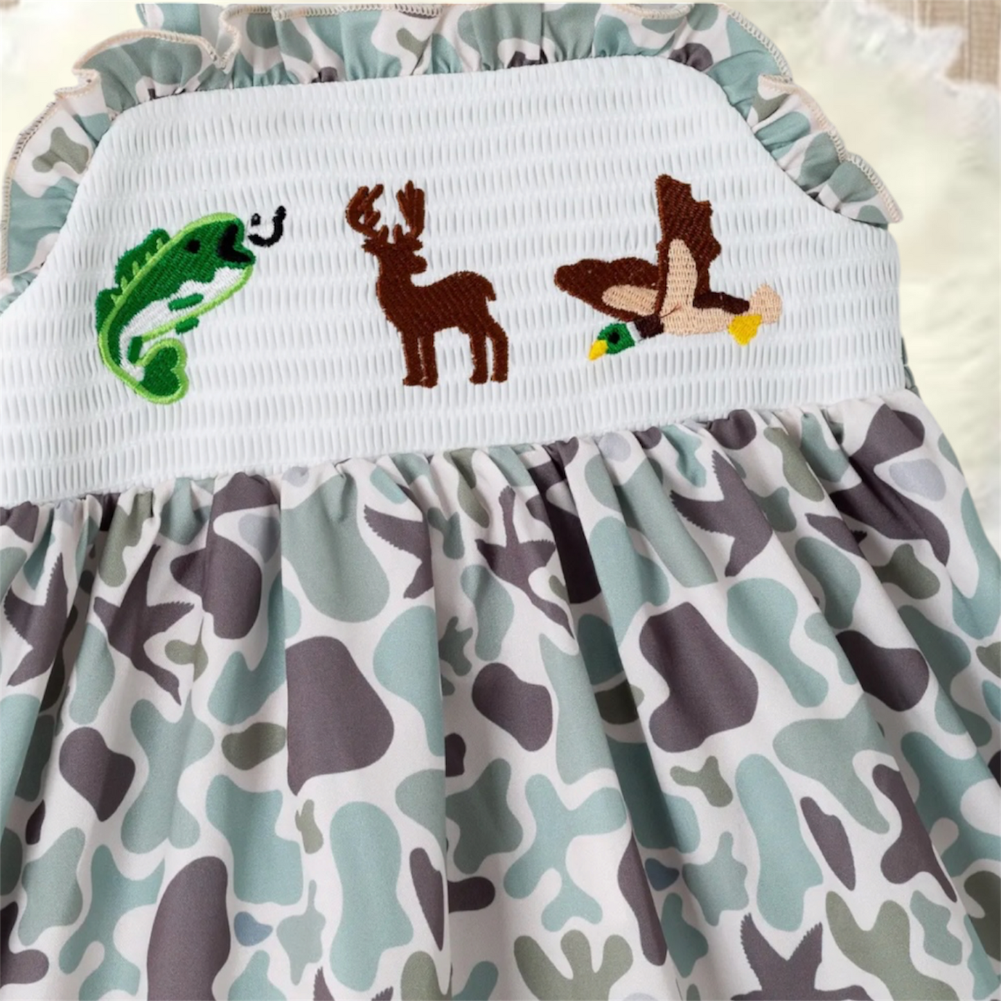 Muted Camo Smocked Dress